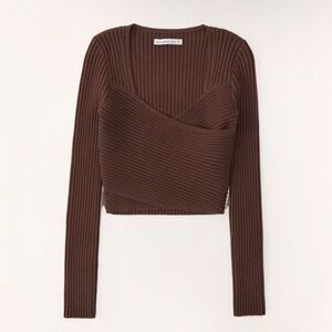 Abercrombie & Fitch Brown Ribbed Long Sleeve Top